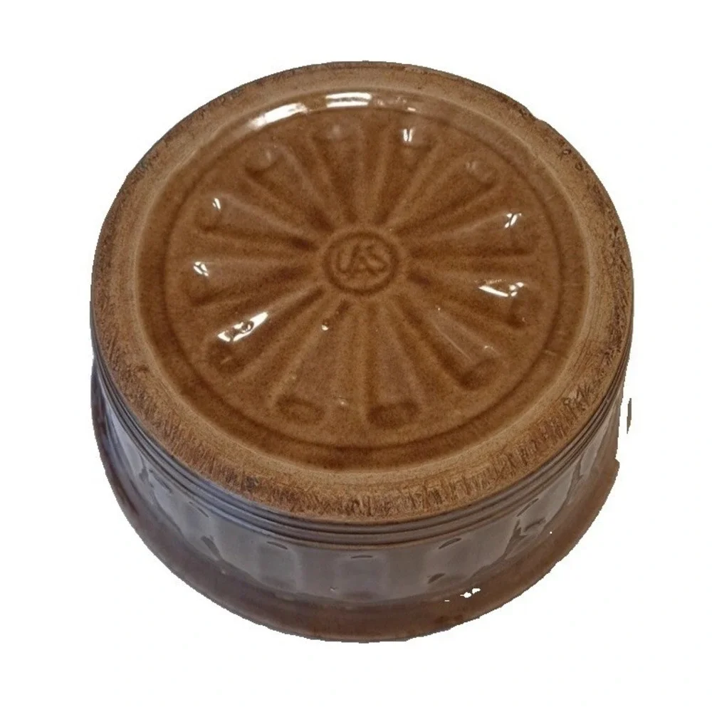 Vtg UAS Brown Glazed Stoneware Pottery USA Covered Baking Casserole Dutch Oven